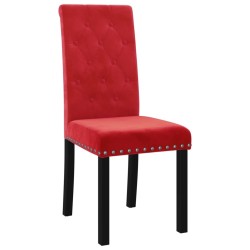 Chaises à manger lot de 4 rouge bordeaux velours 