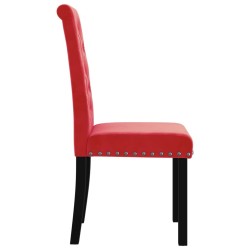 Chaises à manger lot de 4 rouge bordeaux velours 
