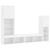 Unités murales TV avec LED 4 pcs blanc bois d'ingénierie 