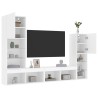 Unités murales TV avec LED 4 pcs blanc bois d'ingénierie 