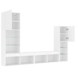 Unités murales TV avec LED 4 pcs blanc bois d'ingénierie 