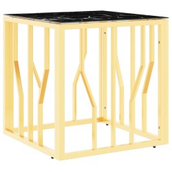 Table basse doré 50x50x50 cm acier inoxydable et verre 