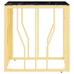 Table basse doré 50x50x50 cm acier inoxydable et verre 