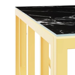 Table basse doré 50x50x50 cm acier inoxydable et verre 