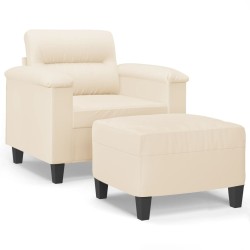 Fauteuil avec repose-pied Beige 60 cm Tissu microfibre 