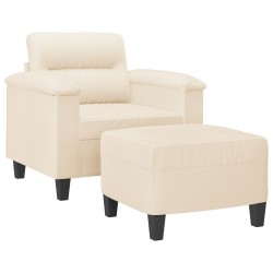 Fauteuil avec repose-pied Beige 60 cm Tissu microfibre 