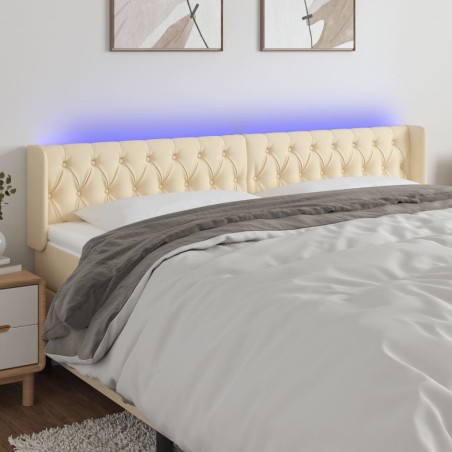 Tête de lit à LED Crème 183x16x78/88 cm Tissu 