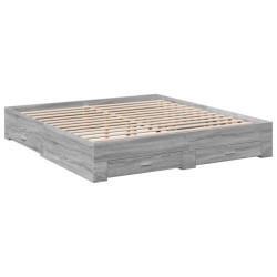 Cadre de lit avec tiroirs sans matelas sonoma gris 200x200 cm 