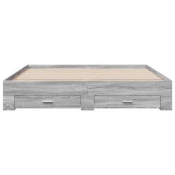 Cadre de lit avec tiroirs sans matelas sonoma gris 200x200 cm 