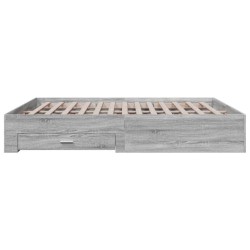 Cadre de lit avec tiroirs sans matelas sonoma gris 200x200 cm 