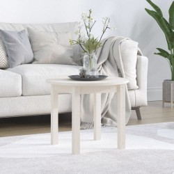Table basse Blanc Ø 55x45 cm Bois massif de pin 
