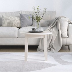 Table basse Blanc Ø 55x45 cm Bois massif de pin 
