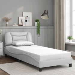Cadre de lit sans matelas blanc 90x190 cm similicuir 