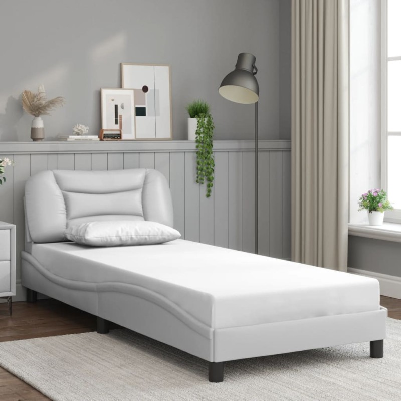 Cadre de lit sans matelas blanc 90x190 cm similicuir 