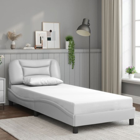 Cadre de lit sans matelas blanc 90x190 cm similicuir 