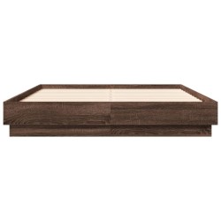 Cadre de lit avec LED sans matelas chêne marron 120x190 cm 