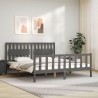 Cadre de lit avec tête de lit gris Super King Size bois massif 