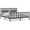 Cadre de lit avec tête de lit gris Super King Size bois massif 