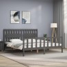 Cadre de lit avec tête de lit gris Super King Size bois massif 