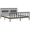 Cadre de lit avec tête de lit gris Super King Size bois massif 