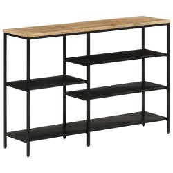 Table console 110x30x75 cm bois de manguier massif brut et fer 