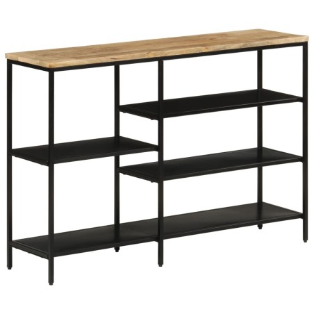 Table console 110x30x75 cm bois de manguier massif brut et fer 