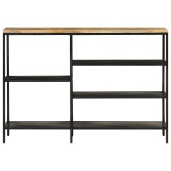 Table console 110x30x75 cm bois de manguier massif brut et fer 