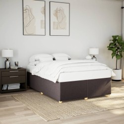 Cadre de lit sans matelas marron foncé 140x200 cm tissu 
