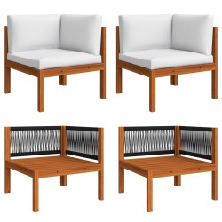 Canapés d'angle de jardin 2 pcs avec coussins Bois d'acacia 