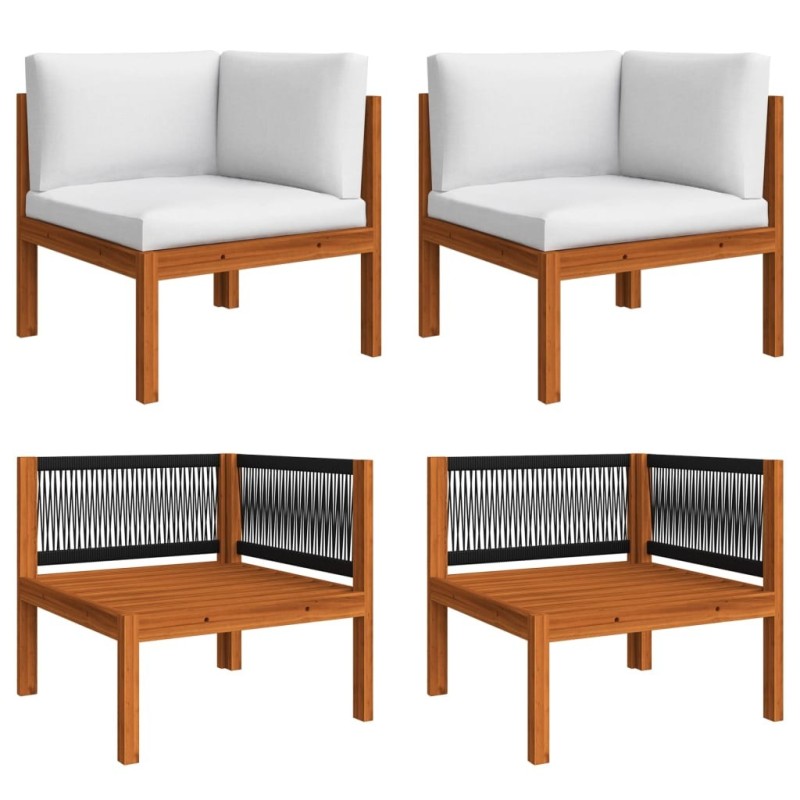 Canapés d'angle de jardin 2 pcs avec coussins Bois d'acacia 