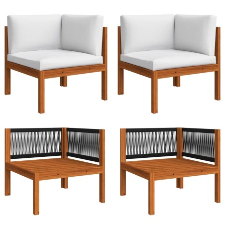 Canapés d'angle de jardin 2 pcs avec coussins Bois d'acacia 