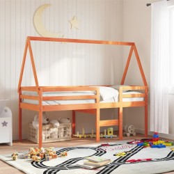 Lit haut sans matelas cire marron 75x190 cm bois de pin massif 