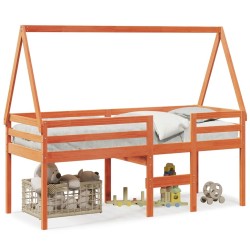 Lit haut sans matelas cire marron 75x190 cm bois de pin massif 