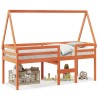 Lit haut sans matelas cire marron 75x190 cm bois de pin massif 