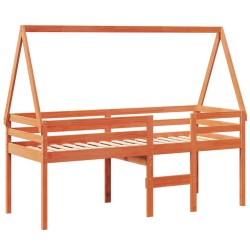 Lit haut sans matelas cire marron 75x190 cm bois de pin massif 