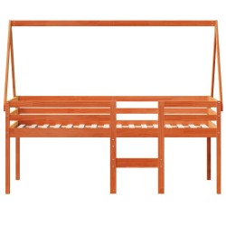 Lit haut sans matelas cire marron 75x190 cm bois de pin massif 