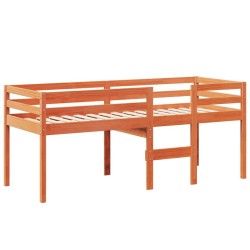 Lit haut sans matelas cire marron 75x190 cm bois de pin massif 