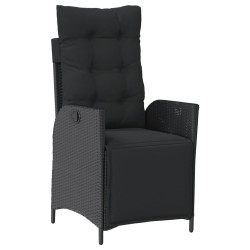 Chaise inclinable de jardin et repose-pied noir résine tressée 