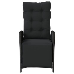 Chaise inclinable de jardin et repose-pied noir résine tressée 