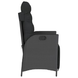 Chaise inclinable de jardin et repose-pied noir résine tressée 