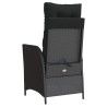 Chaise inclinable de jardin et repose-pied noir résine tressée 