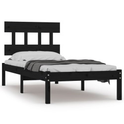 Cadre de lit sans matelas noir 100x200 cm bois massif 