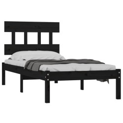 Cadre de lit sans matelas noir 100x200 cm bois massif 