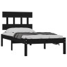 Cadre de lit sans matelas noir 100x200 cm bois massif 
