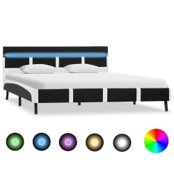 Cadre de lit avec LED sans matelas noir 140x200 cm similicuir 