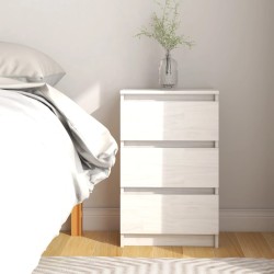 Table de chevet Blanc 40x29,5x64 cm Bois de pin solide 