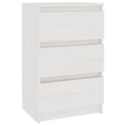 Table de chevet Blanc 40x29,5x64 cm Bois de pin solide 