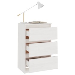 Table de chevet Blanc 40x29,5x64 cm Bois de pin solide 
