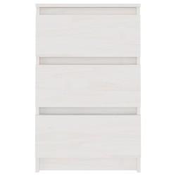 Table de chevet Blanc 40x29,5x64 cm Bois de pin solide 