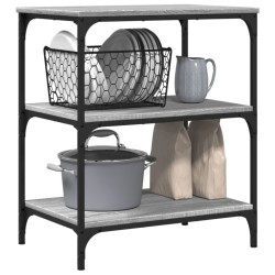 Chariot de cuisine sonoma gris 60x41x76 cm bois d'ingénierie 